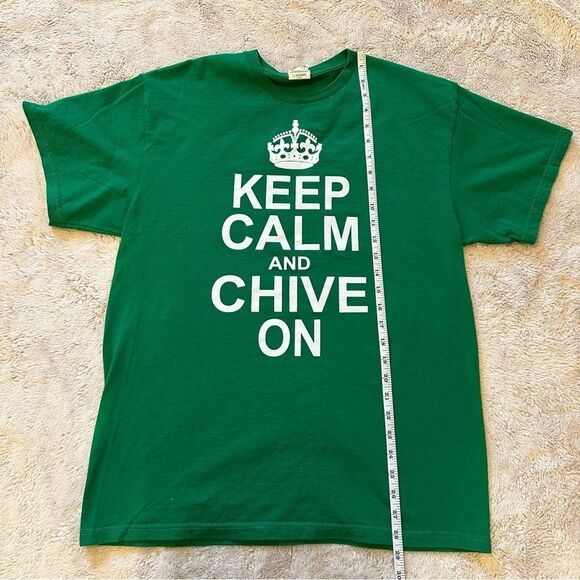 Keep Calm and Chive On KCCO Short Sleeve T-shirt Green Mens L - Picture 6 of 7